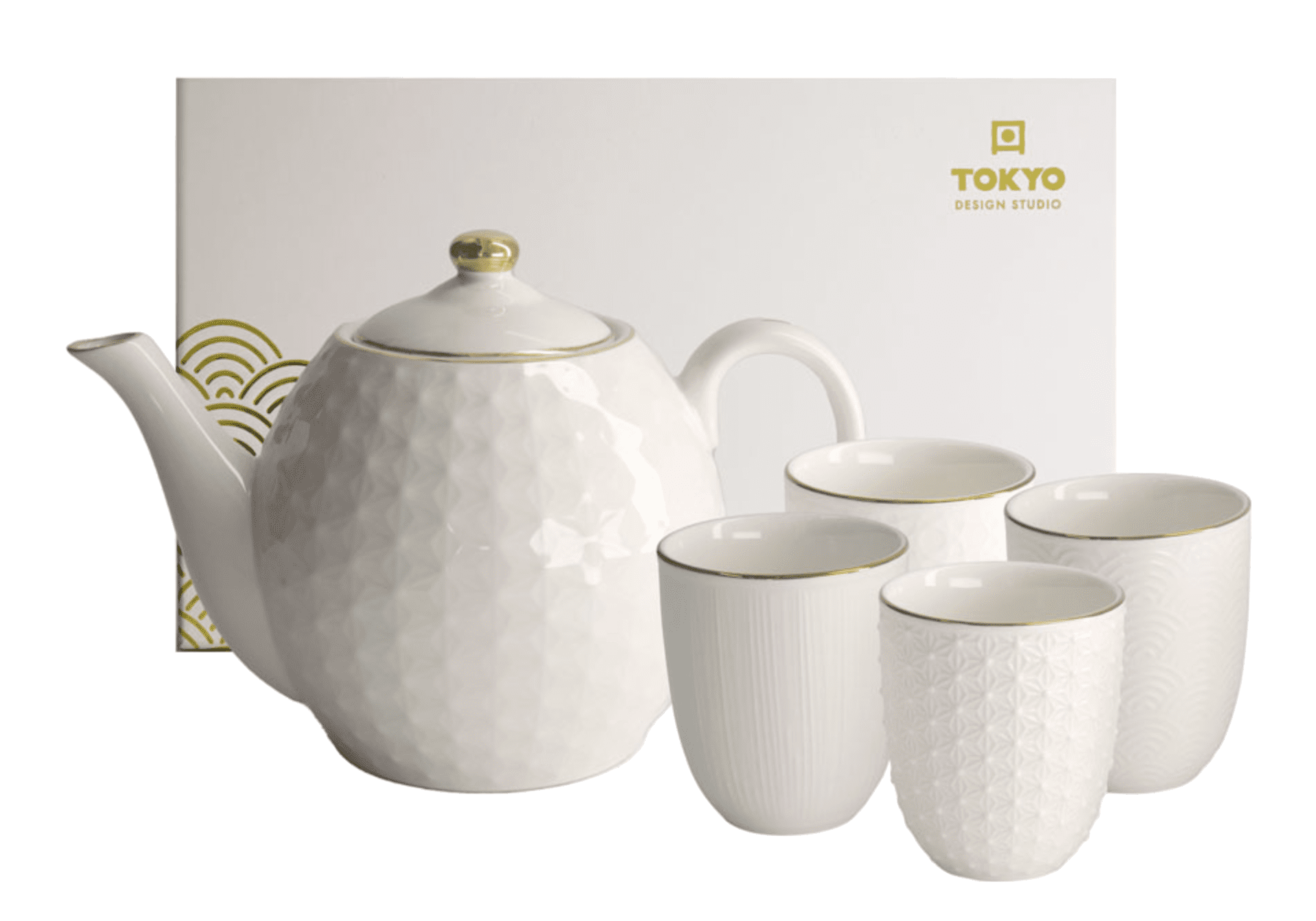 TOKYO DESIGN GOLD AND WHITE TEA SET Agarithe